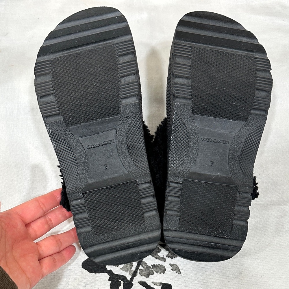 Coach Black Lola Shearling Clogs - Picture 4 of 9